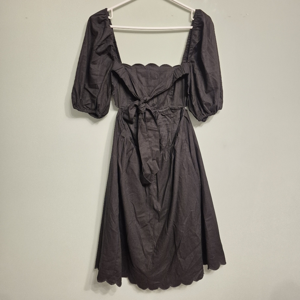O.P.T Women's Boho Cottagecore Black Midi Open Back Dress Size Small - Picture 5 of 9